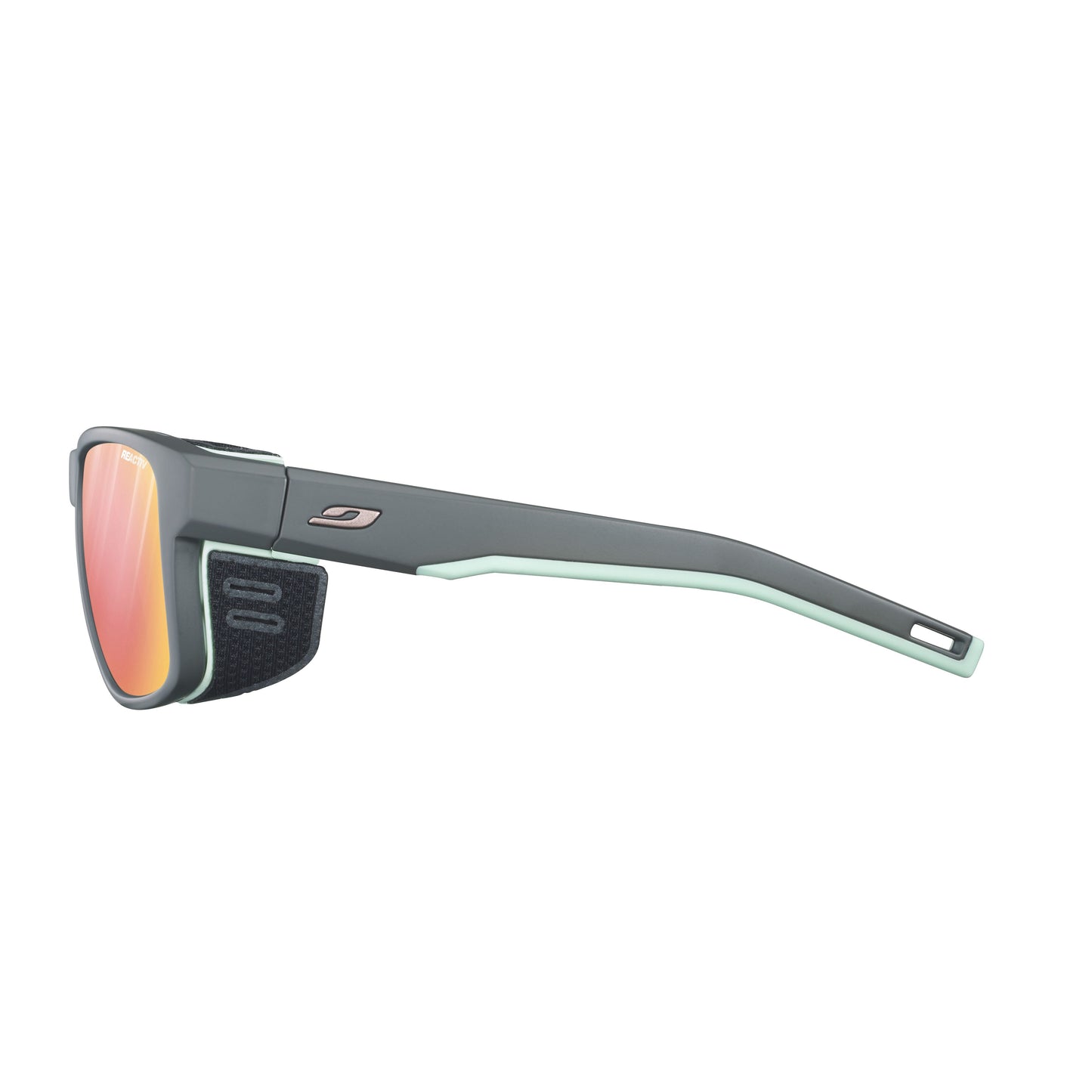 Julbo SHIELD M Sunglasses J5447721 in Dark Grey - Green Pastel with a REACTIV 1-3 GLARE CONTROL Pink lens