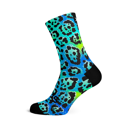Electric Leopard Blue Socks