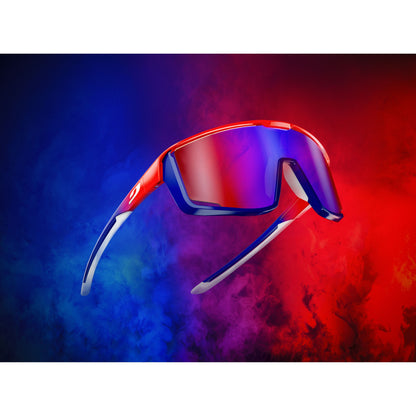 Julbo FURY Blaze series Sunglasses J5311513 in Neon Red - Blue - White with a SPECTRON 3 HD VERSIMON lens