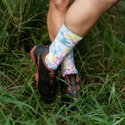 Chaussettes mi-mollet - Pastel-blanc