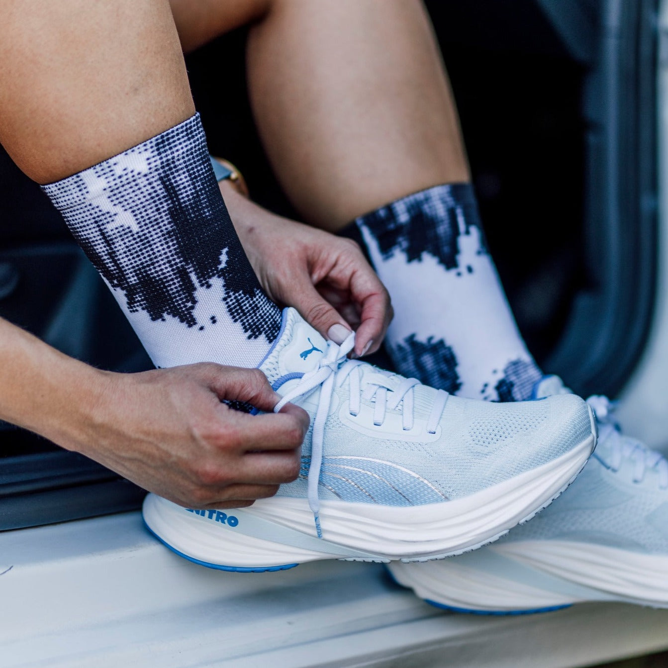 Chaussettes mi-mollet - Blanc-gravier