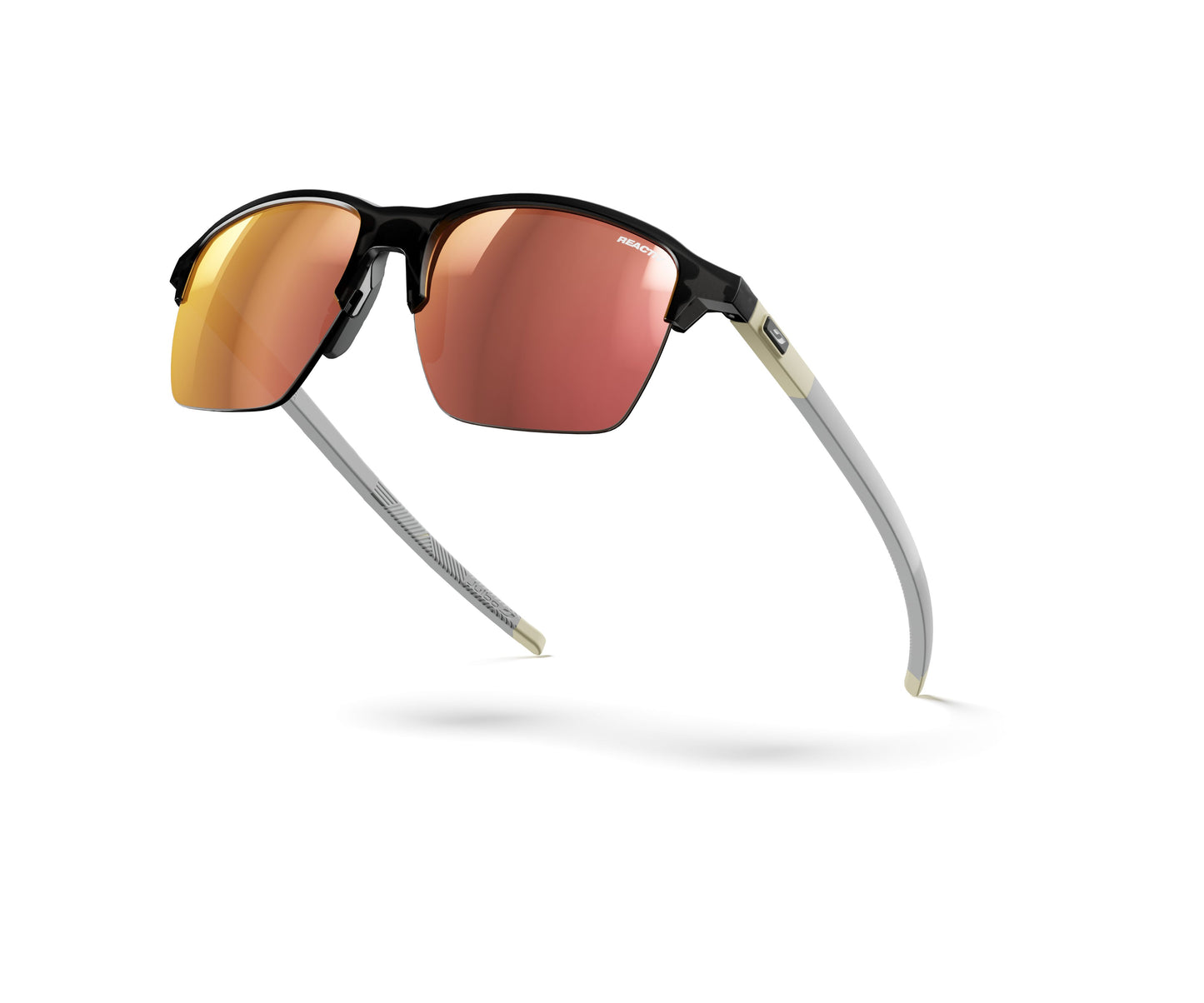 Julbo Crossline Sunglasses J5897714 in Black-Beige-Matte with a REACTIV 1-3 GLARE CONTROL Pink lens