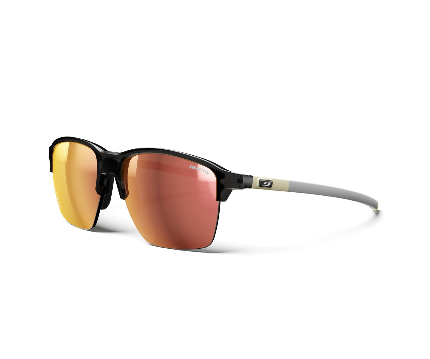 Julbo Crossline Sunglasses J5897714 in Black-Beige-Matte with a REACTIV 1-3 GLARE CONTROL Pink lens