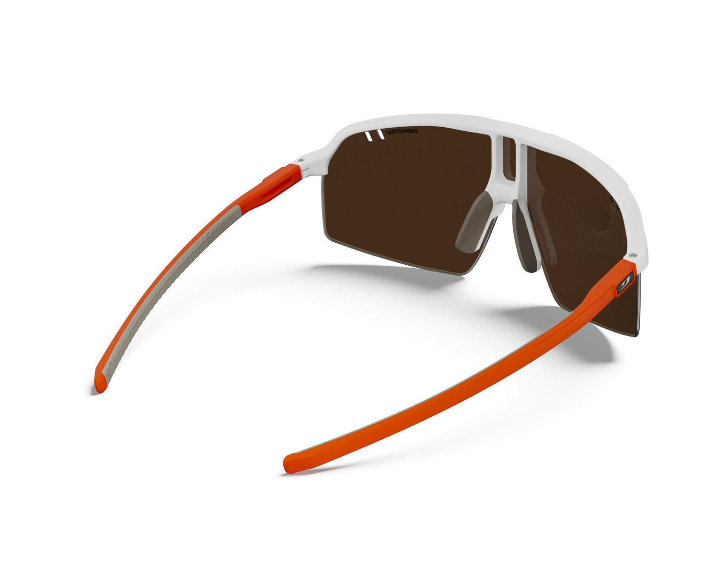 Julbo Intensity Sunglasses J5904411 in White-Orange-Neon with a REACTIV 0-3 High Contrast Lens