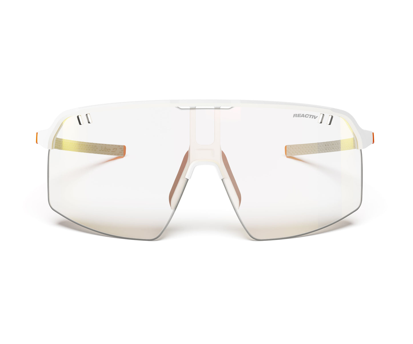 Julbo Intensity Sunglasses J5904411 in White-Orange-Neon with a REACTIV 0-3 High Contrast Lens