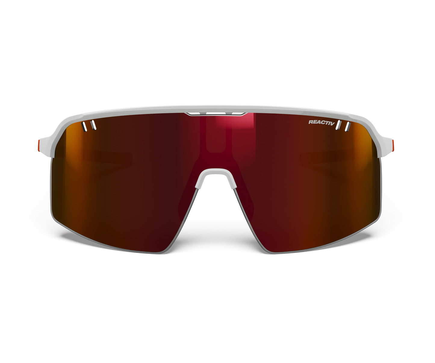 Julbo Intensity Sunglasses J5904411 in White-Orange-Neon with a REACTIV 0-3 High Contrast Lens