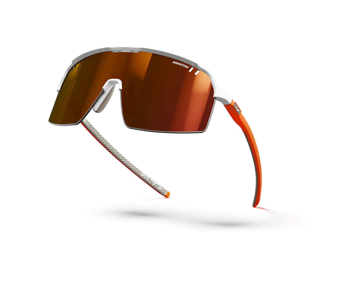 Julbo Intensity Sunglasses J5904411 in White-Orange-Neon with a REACTIV 0-3 High Contrast Lens