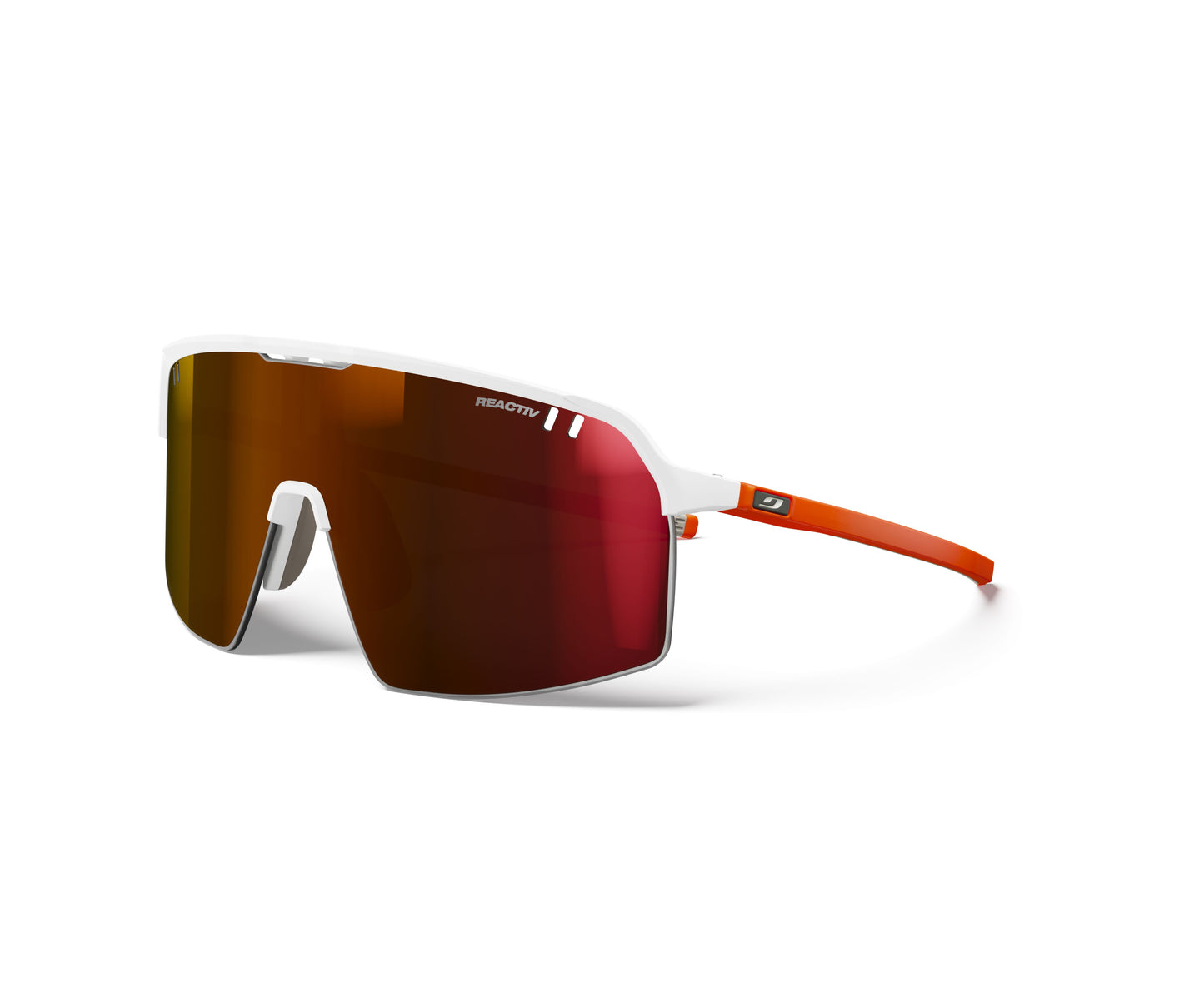 Julbo Intensity Sunglasses J5904411 in White-Orange-Neon with a REACTIV 0-3 High Contrast Lens