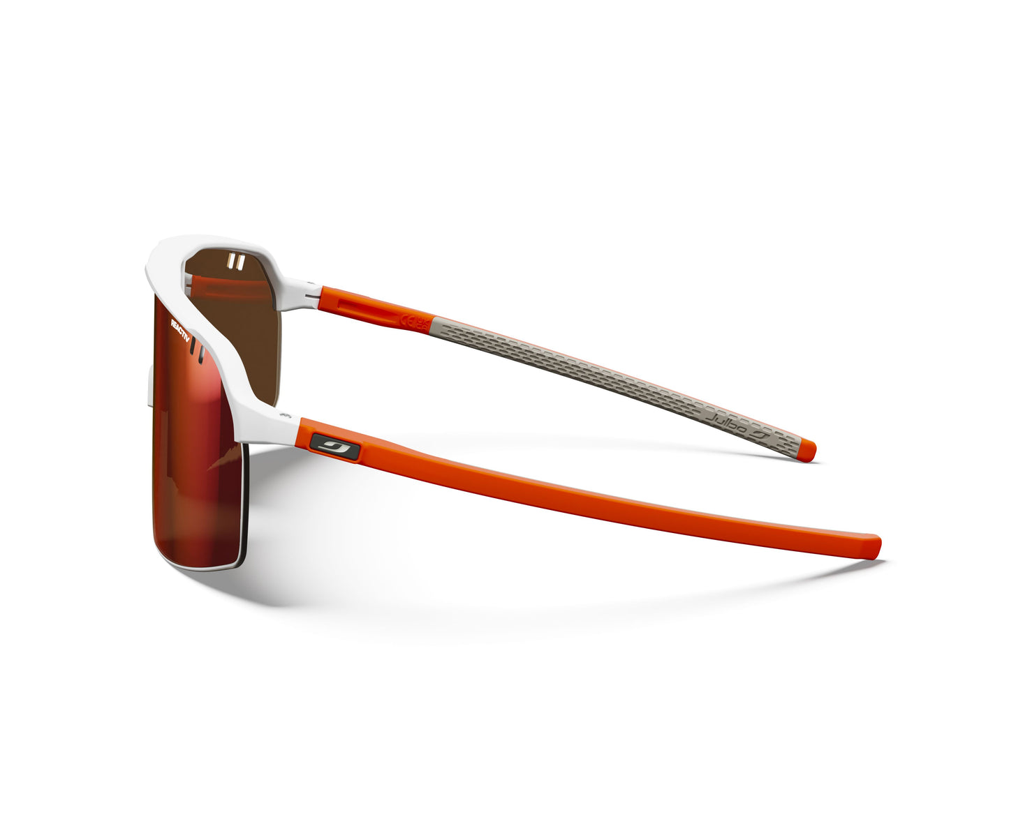 Julbo Intensity Sunglasses J5904411 in White-Orange-Neon with a REACTIV 0-3 High Contrast Lens