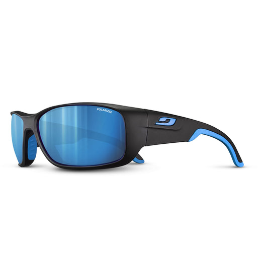 Julbo RUN 2 Sunglasses J5669414 in Black Mat - Blue with a SPECTRON 3 POLARIZED Smoke lens