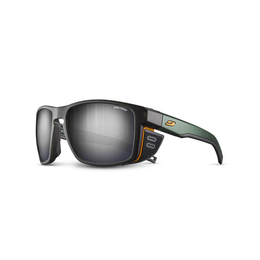 Julbo SHIELD Sunglasses J5061245 in Translu Dark Green - Dark Green -  Orange with a SPECTRON 4 Brown lens