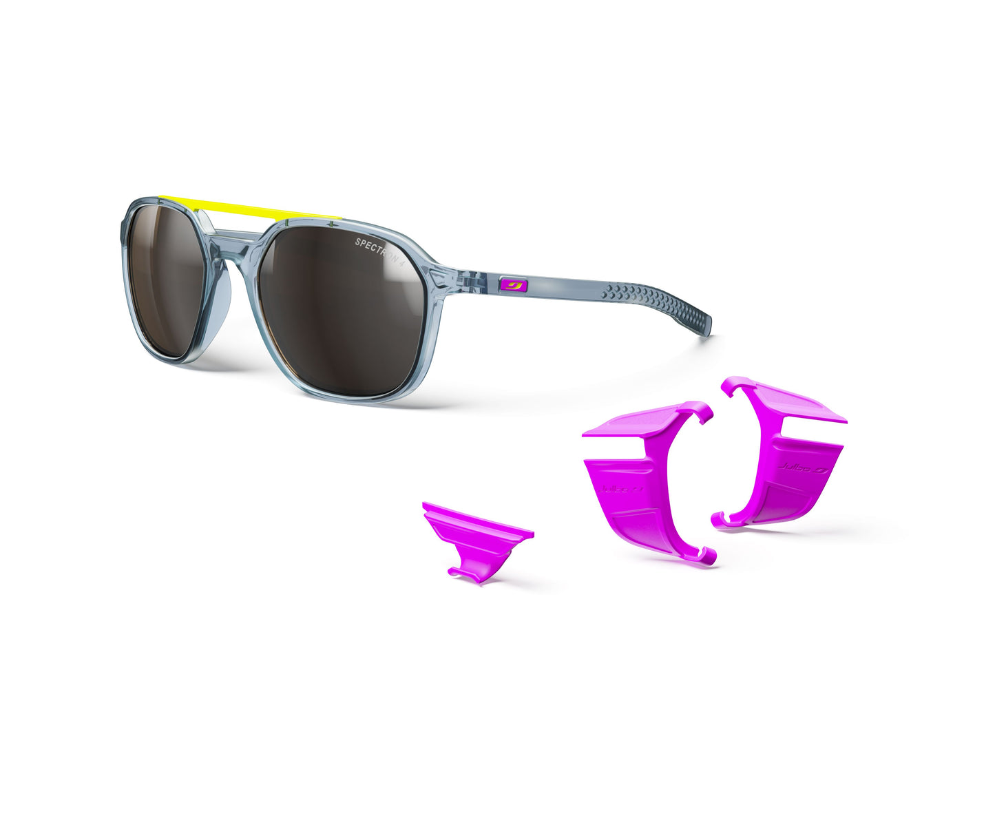 Julbo Slack Cover Sunglasses J5871212 in Trans-Blue-Pink with a SPECTRON 4 BROWN lens