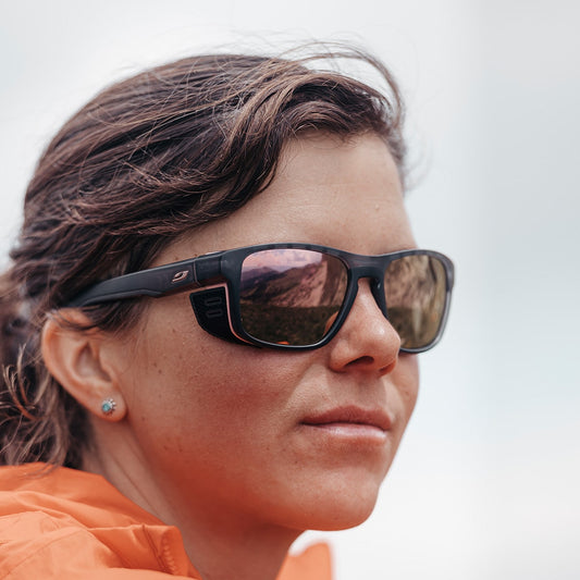 Julbo SHIELD M Sunglasses J5441121 in Transluscent Grey - Pink with a SPECTRON 3 Brown lens